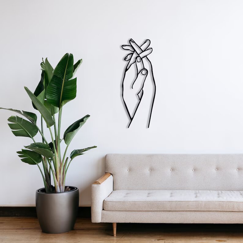 "Harmony in Connection: Expressive Hand-Holding Wall Art"