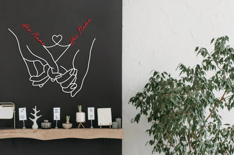 "Harmony in Connection: Expressive Hand-Holding Wall Art"