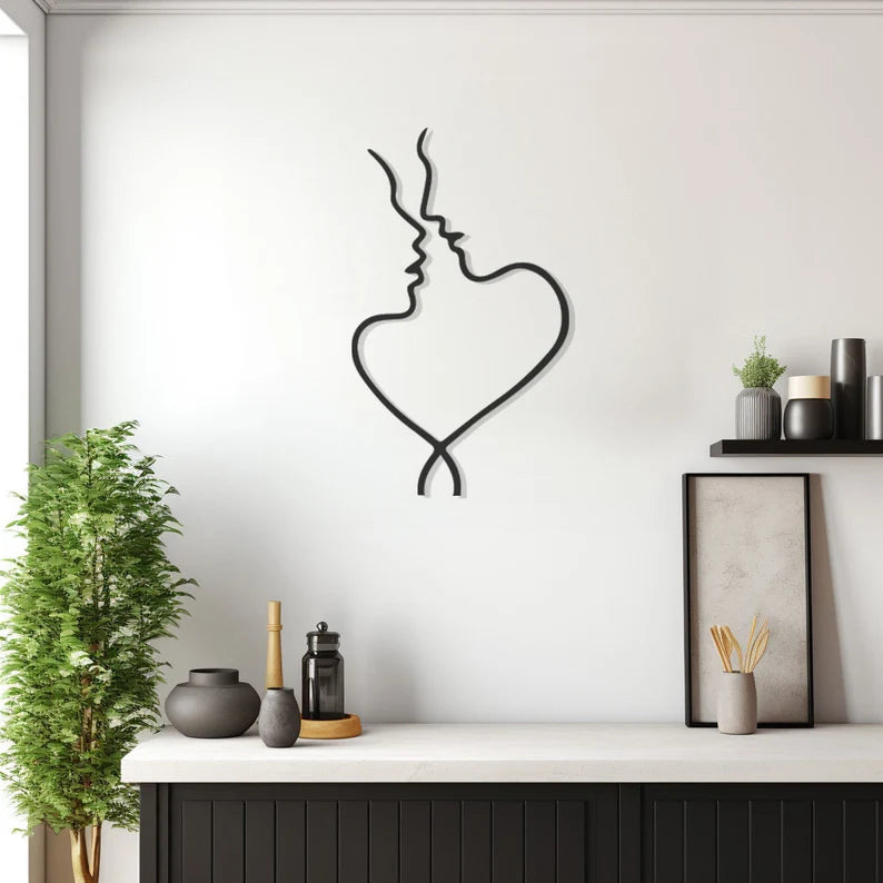 "Forever Together: Enchanting Couple Silhouette Wall Art"